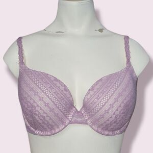VICTORIA'S SECRET LINED DEMI LAVENDER LACE UNDERWIRE BRA, SIZE 34D